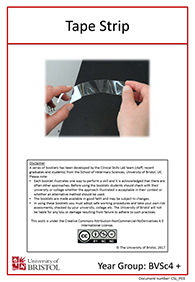 Clinical skills instruction booklet cover page, Tape Strip